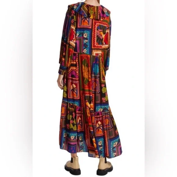 FARM RIO Patchwork Tapestry Ankle Dress Size X Small - Picture 4 of 10
